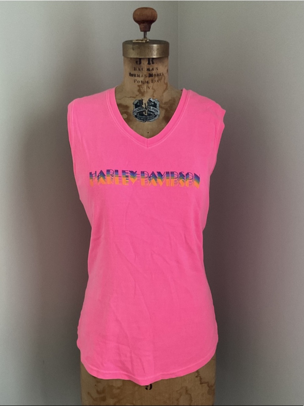 Rare Vintage Harley Davidson Rainbow Logo Tank, Size Large